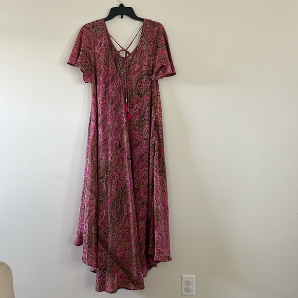 Bohemian flared paisley pink maxi dress one size 100% Viscose - Picture 13 of 17